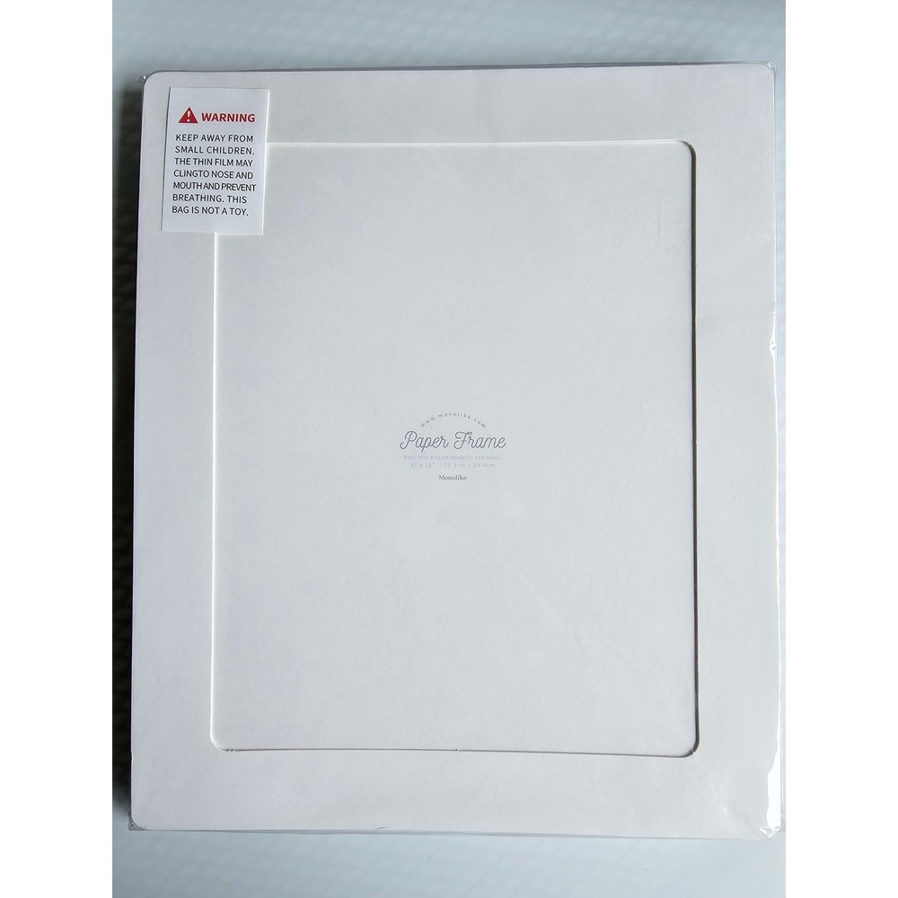 Monolike Paper Cardstock Frame 8x10 Plain White 10 Pack Photo Display White